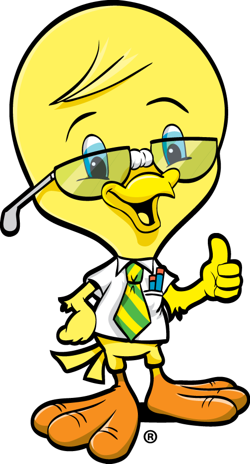 Chirp, the Nerdy Bird mascot